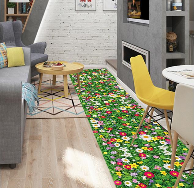 Decal trang trí Thảm Cỏ Hoa Cúc sắc màu 02