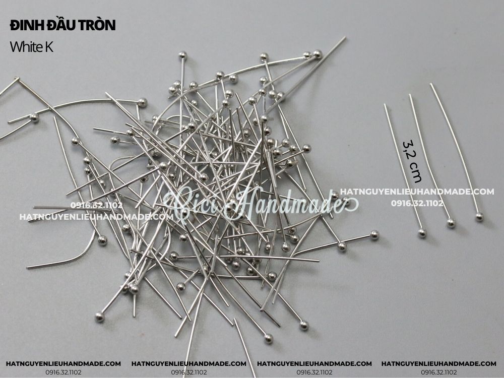 10g Đinh đầu tròn treo hạt trai, râu con vật 3D Cici Handmade hạt cườm nguyên liệu tự làm kẹp tóc đính kết váy DIY