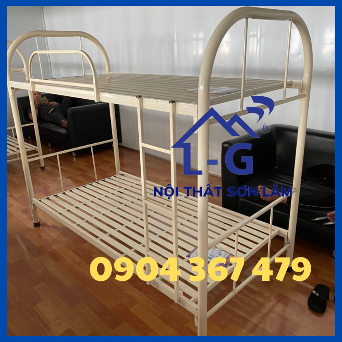 Giường tầng sắt ống tròn, giường tầng giá rẻ hssv, gia đình
