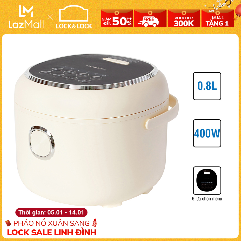 BÁO GIÁ Nồi Cơm Lock | Shopee Lazada Sendo Tiki mới nhất 38 Nồi cơm điện Lock&Lock 0.8L EJR716IVY cao cấp - hoàn hảo cho gia đình 2 người - Thiết kế gọn nhẹ thời trang - Hàng chính hãng