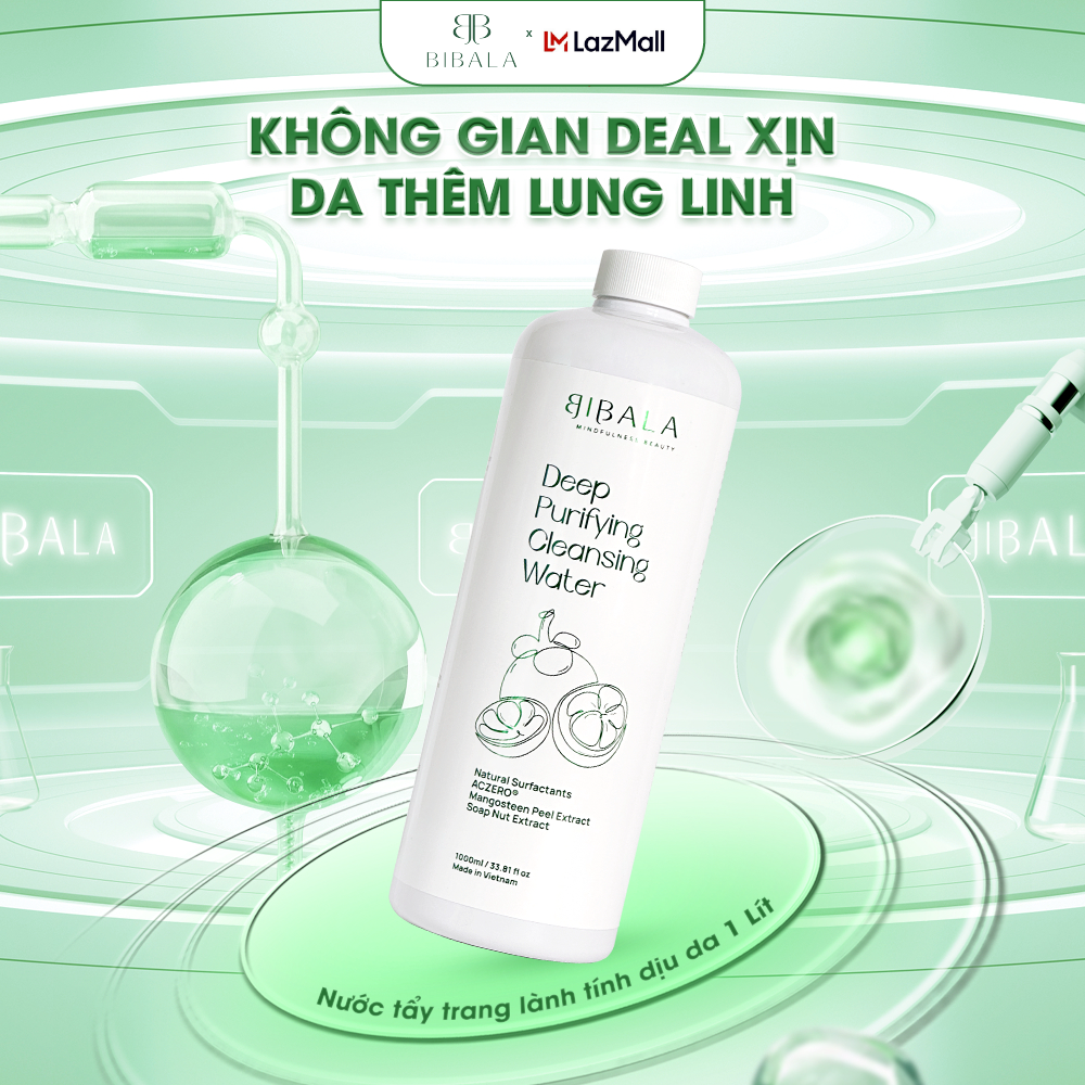 Nước tẩy trang lành tính dịu da Size 1 Lít DEEP PURIFYING CLEANSING WATER BIBALA EXTRA SIZE