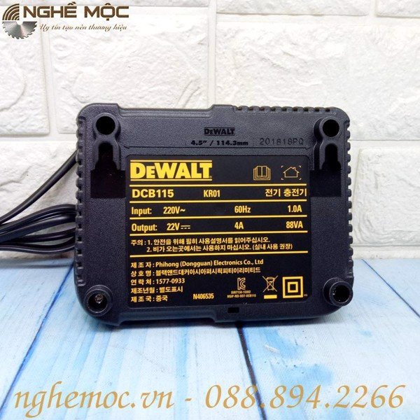 BỘ ĐẾ SẠC PIN DEWALT 18V DCB115