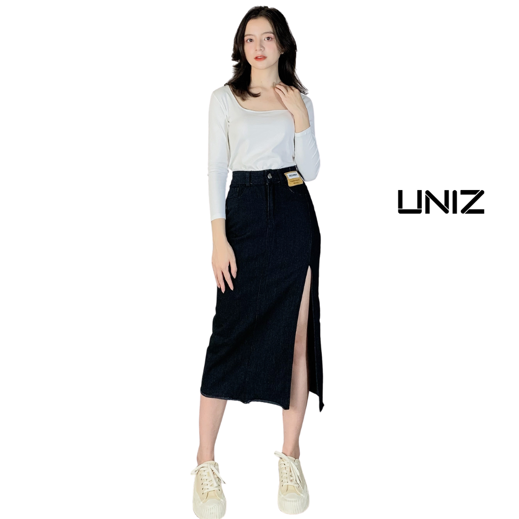 chân váy jean xẻ UNIZ