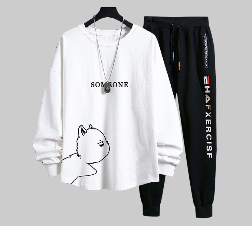 [Mẫu Mới 2020] Bộ Quần Áo Nam Áo Thun Dài Tay Cổ Tròn Họa Tiết Hình Con Mèo In Chữ SOMEONE Quần Jogger Nam Bo Gấu In Chữ Phong Cách Thể Thao Thời Trang FrancisB TOP NAM 136 + QUAN NAM 069