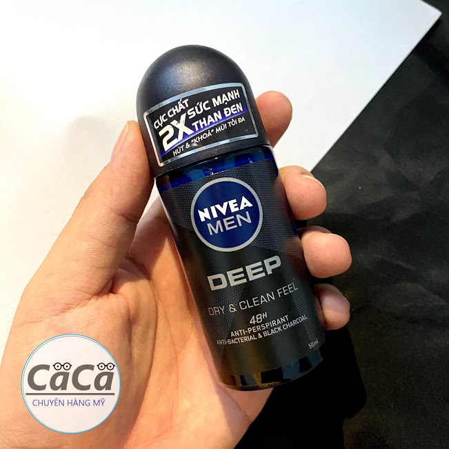 Lăn ngăn mùi NIVEA MEN Deep than đen hoạt tính 50ml