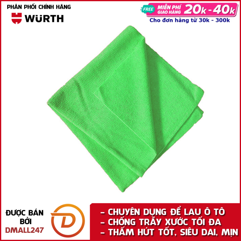 Khăn lau ô tô chuyên dụng chống trầy xước Microfiber Wurth 40x40cm Nhiều màu