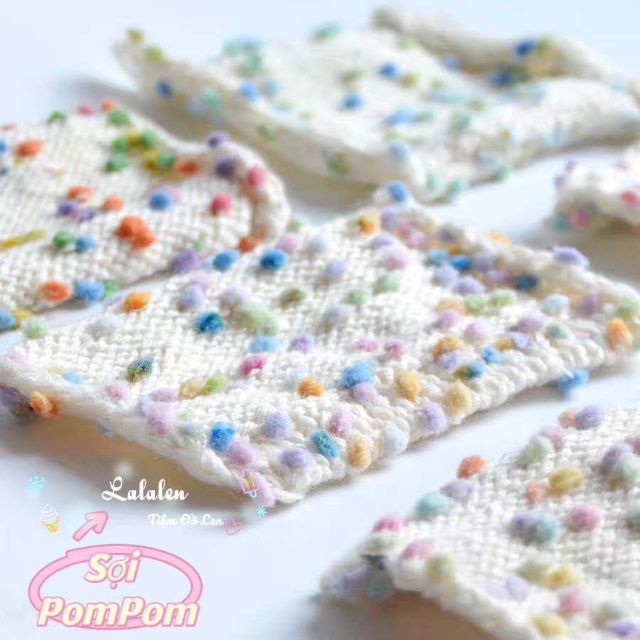 Sợi Pom Pom Mix Màu - Cuộn 100gr