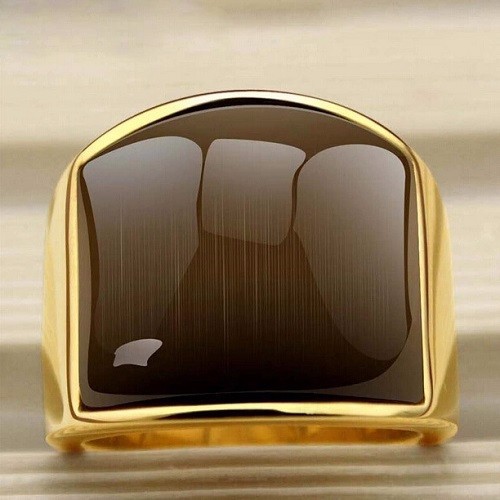 Nhẫn đá mắt hổ titan mạ vàng 24k