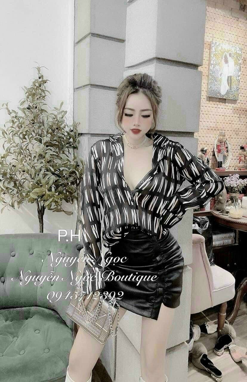 Áo lụa mango tay dài cổ bẻ năng động TTSA1105