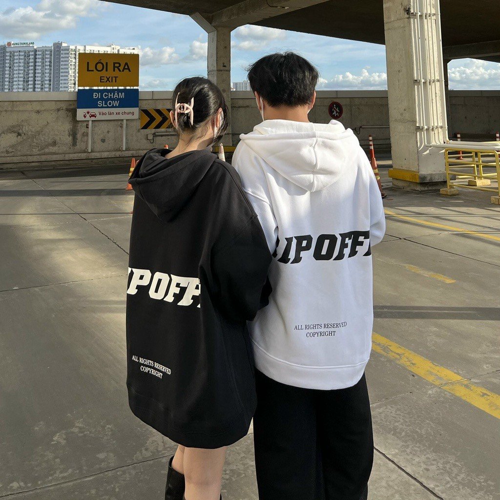 Áo khoác hoodie nữ - chất liệu nỉ bông - thiết kế hoạ tiết chữ in 3D RIPOFF form rộng cá tính