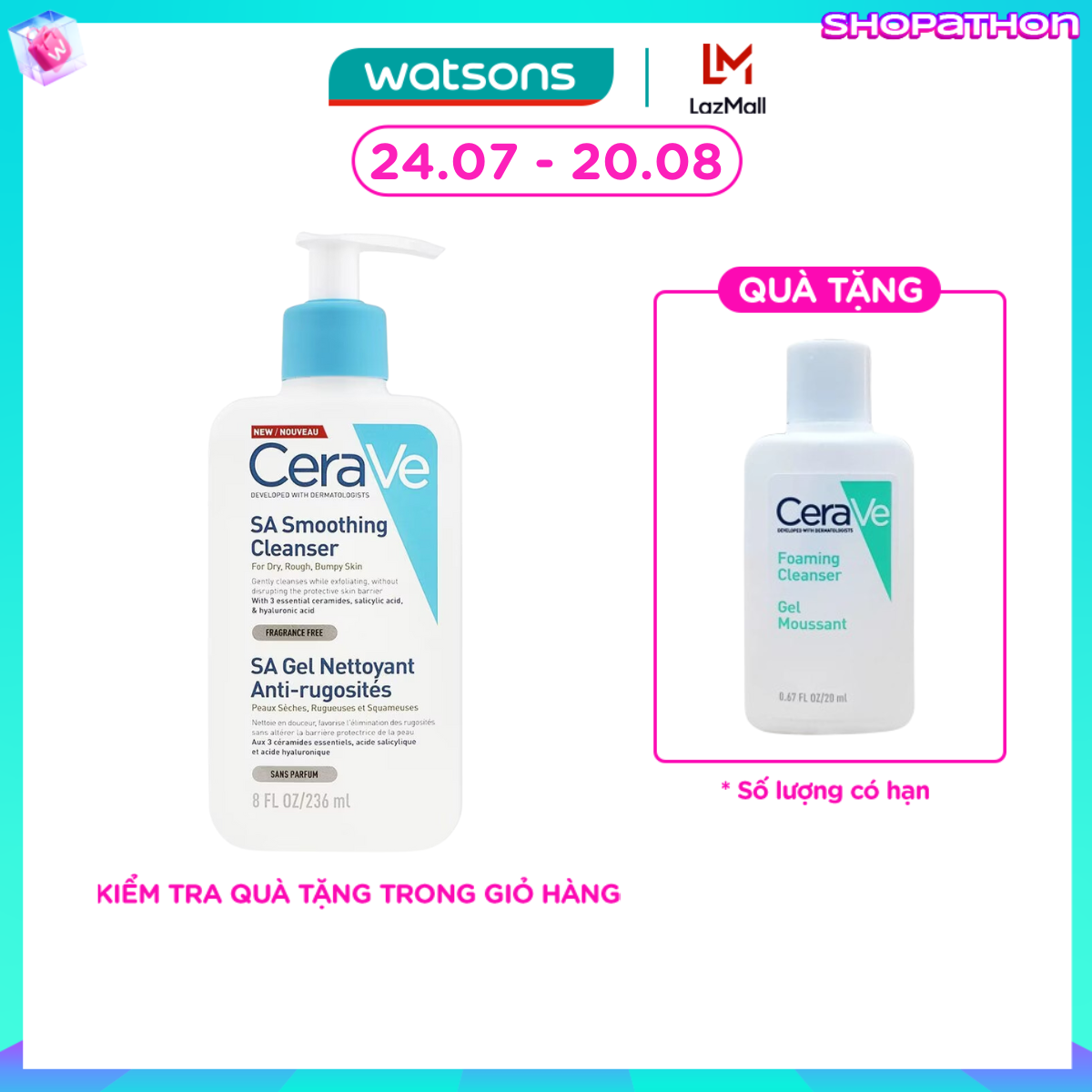 Sữa Rửa Mặt CeraVe SA Smoothing Cleanser Làm Sạch Dịu Nhẹ 236ml