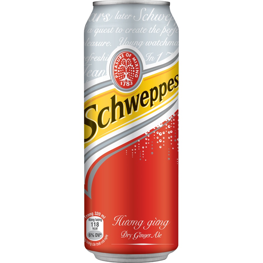 [ Date 4/2023 ] Thùng Soda Gừng Schweppes Dry Ginger Ale 24 lon 320ml
