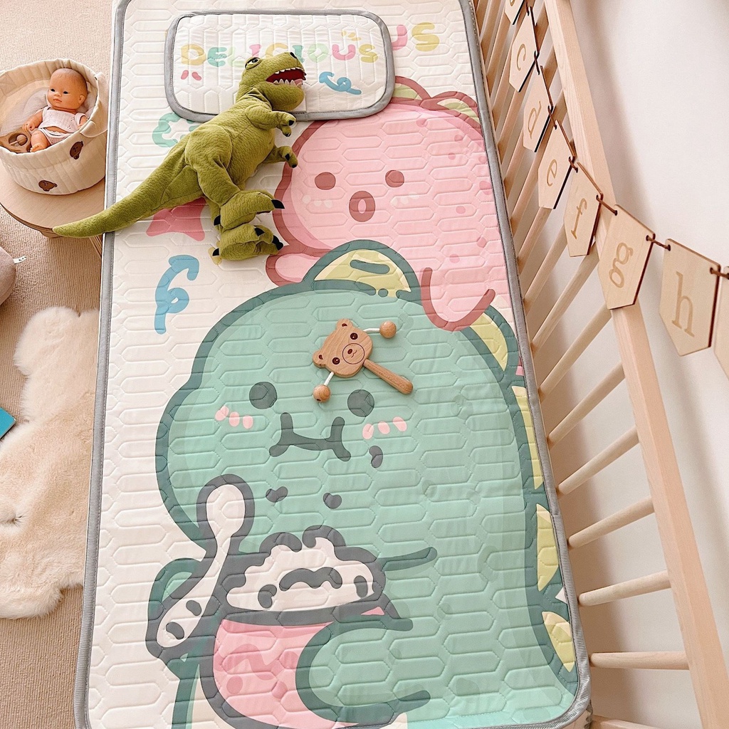 [Hàng Loại 1] Chiếu Lụa Điều Hoà Kèm Gối Cho Bé 60x120cm