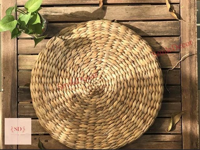Đệm ngồi bệt Smile Decor hình tròn đan lục bình dùng ngồi thiền , yoga , bàn trà Nhật
