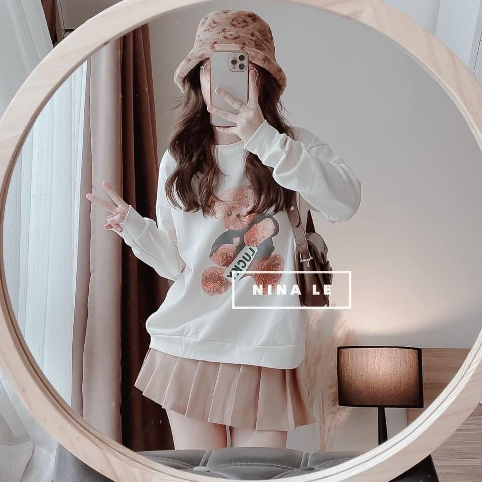 Sét bộ 2 món.sét chân váy fort dập ly và áo cotton dài tay siêu hót