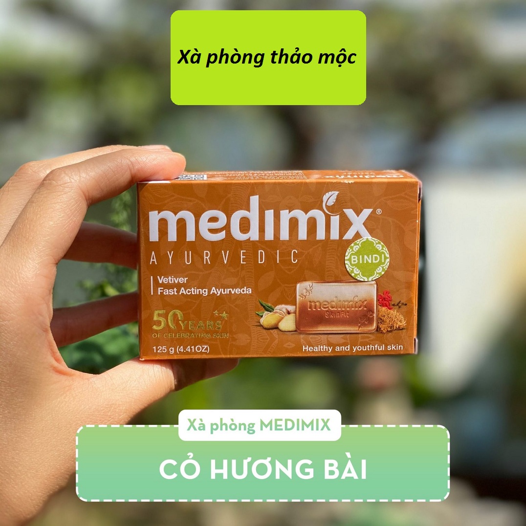 Xà Phòng Medimix 18 Loại Thảo dược dành cho da mụn lưng - nghệ giảm thâm - cỏ hương bài - nghệ tây dưỡng sáng da 125g