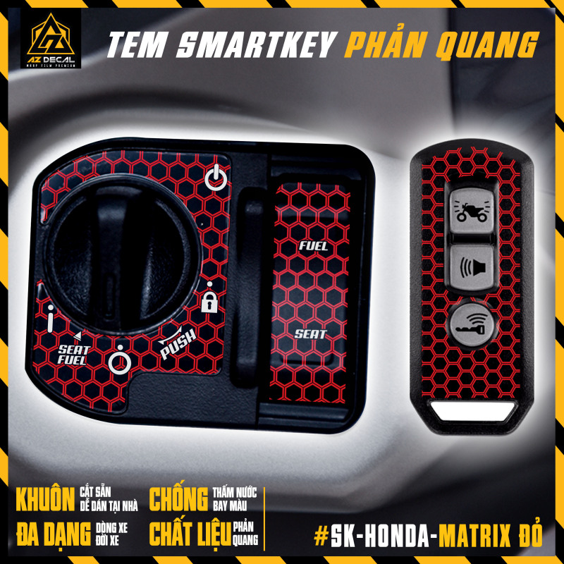 Tem Phản Quang Dán Smartkey Honda Mẫu Matrix | SK-HONDA-MATRIX | Decal Smartkey SH, Vision, Vario, Airblade,... | Azdecal