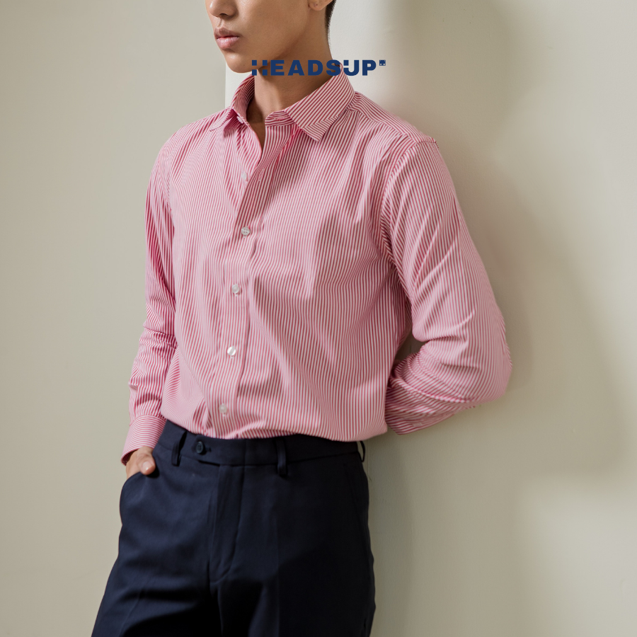 Áo sơ mi nam tay dài sọc dọc chất liệu mát form đẹp Headsup- Sọc Đỏ