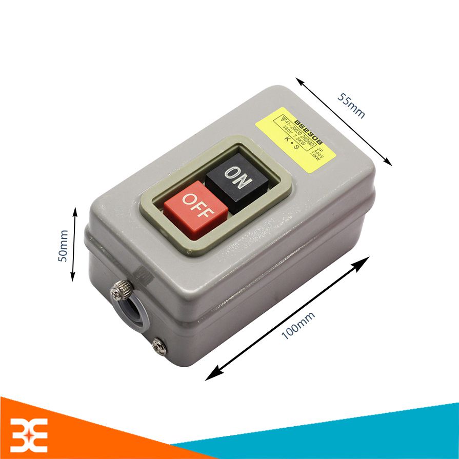 Công tắc nút nhấn 3 Pha BS230B 380V chất liệu vỏ kim loại, có 2 nút nhấn tự giữ on/off, an toàn khi sử dụng