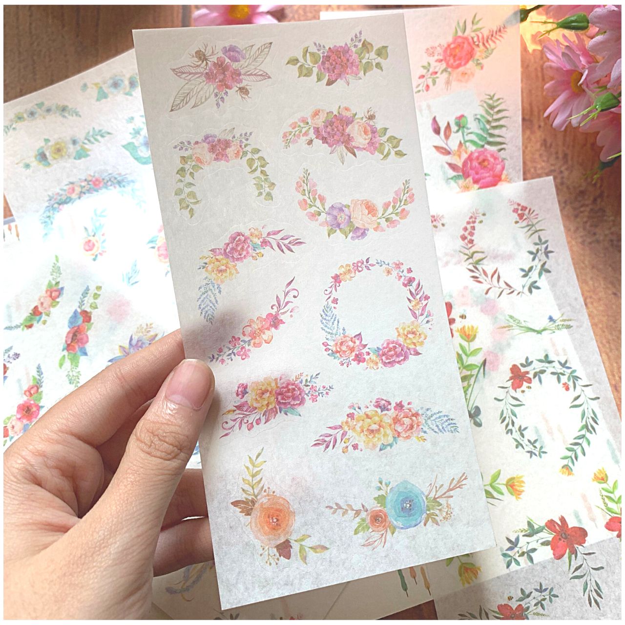 [HCM]Bộ 6 Tấm Sticker Dán Trang Trí - Vòng Hoa