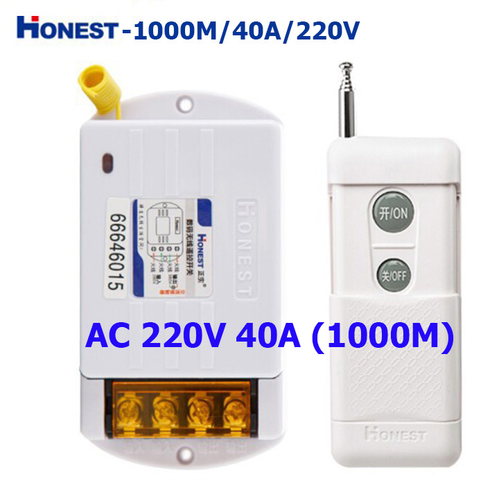 Công tắc điều khiển từ xa công suất lớn Honest HT-6220KGD (có học lệnh) cho máy bơm ,máy rửa xe,bình nước nóng...