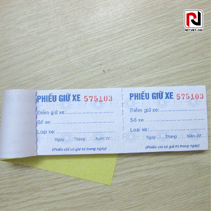 [HCM][Giá Rẻ] Phiếu Giữ Xe Có Hình Hoa Văn Cùi Vé Giữ Xe (1 Xấp = 10 Cuốn)