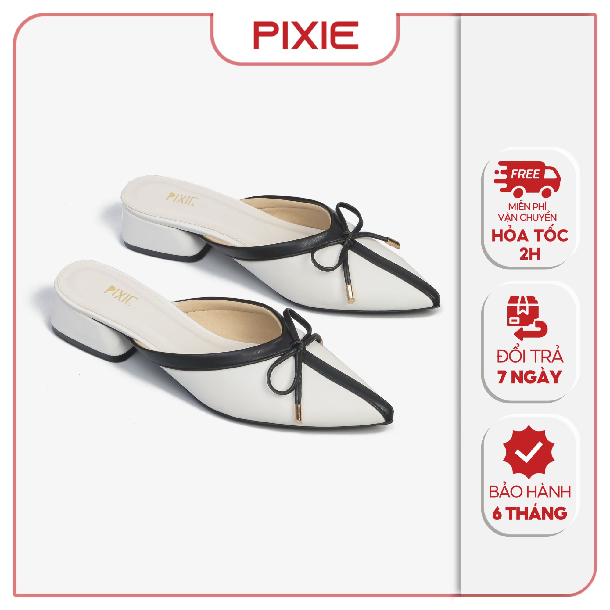 Giày Sục Cao Gót 3cm Phối Nơ Pixie H209
