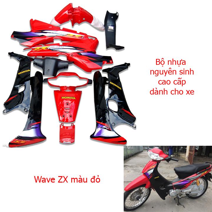 [TẶNG TEM] Dàn áo nhựa ABS nguyên sinh dành cho xe Wave ZX màu Đỏ cờ siêu bền đẹp G542 - có MIỄN PHÍ BỘ TEM xịn - k bay màu.