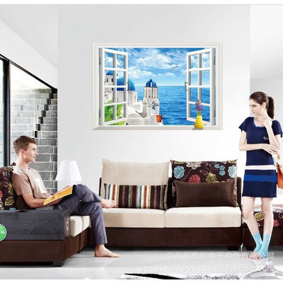 Dcal dán tường mẫu: Cửa sổ nhìn ra biển