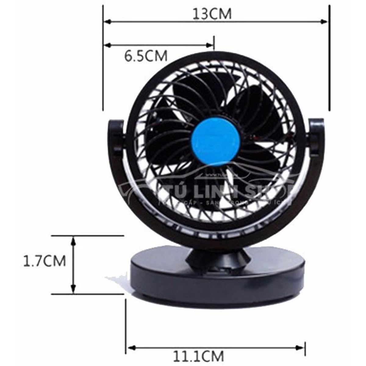 Quạt máy đôi mini 12v, 24v xoay 360 tiện ích trên ô tô, xe hơi cao cấp-smartsell 4