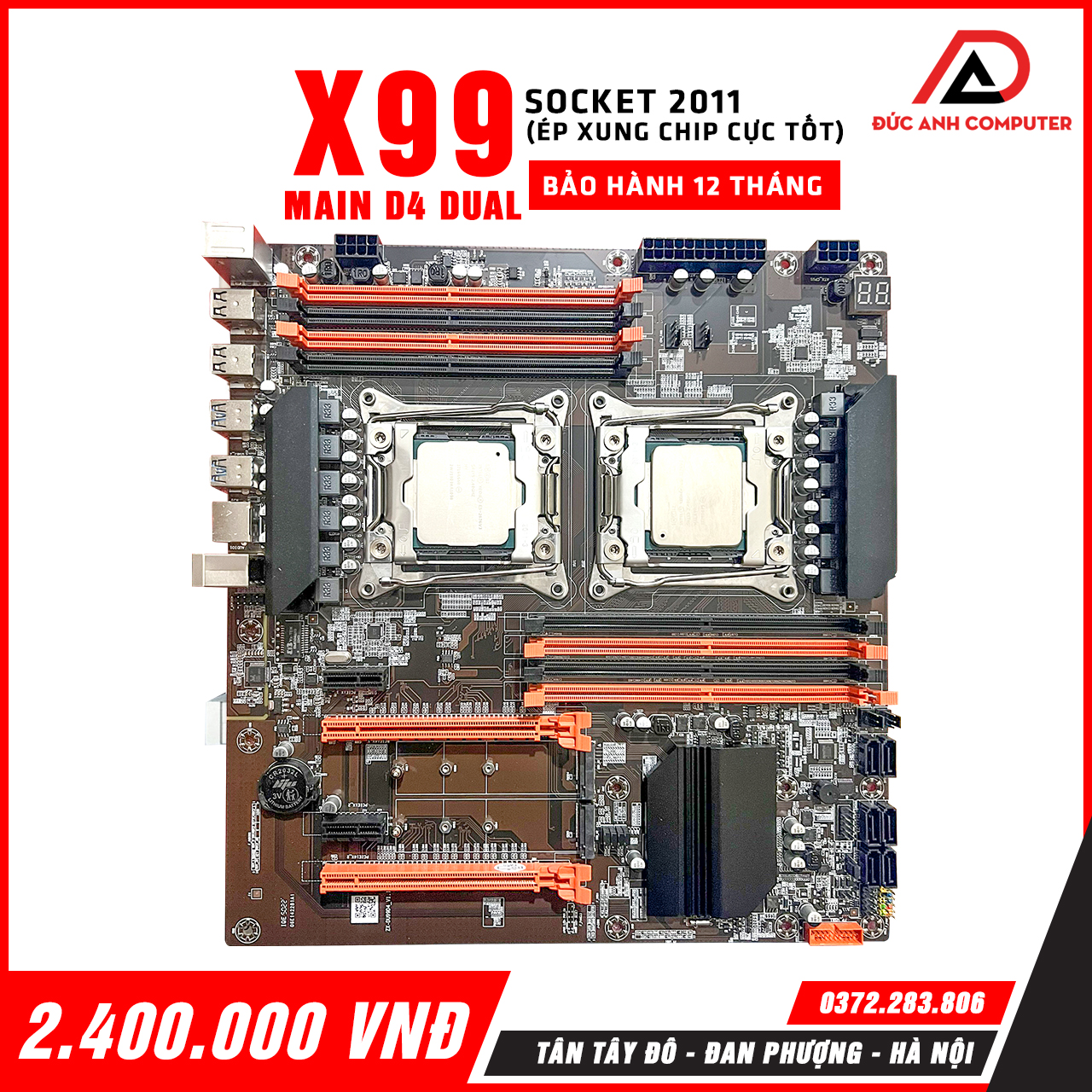 Bo mạch chủ x99 dual socket 2011-3 chạy CPU e5 v3 v4 ddr4