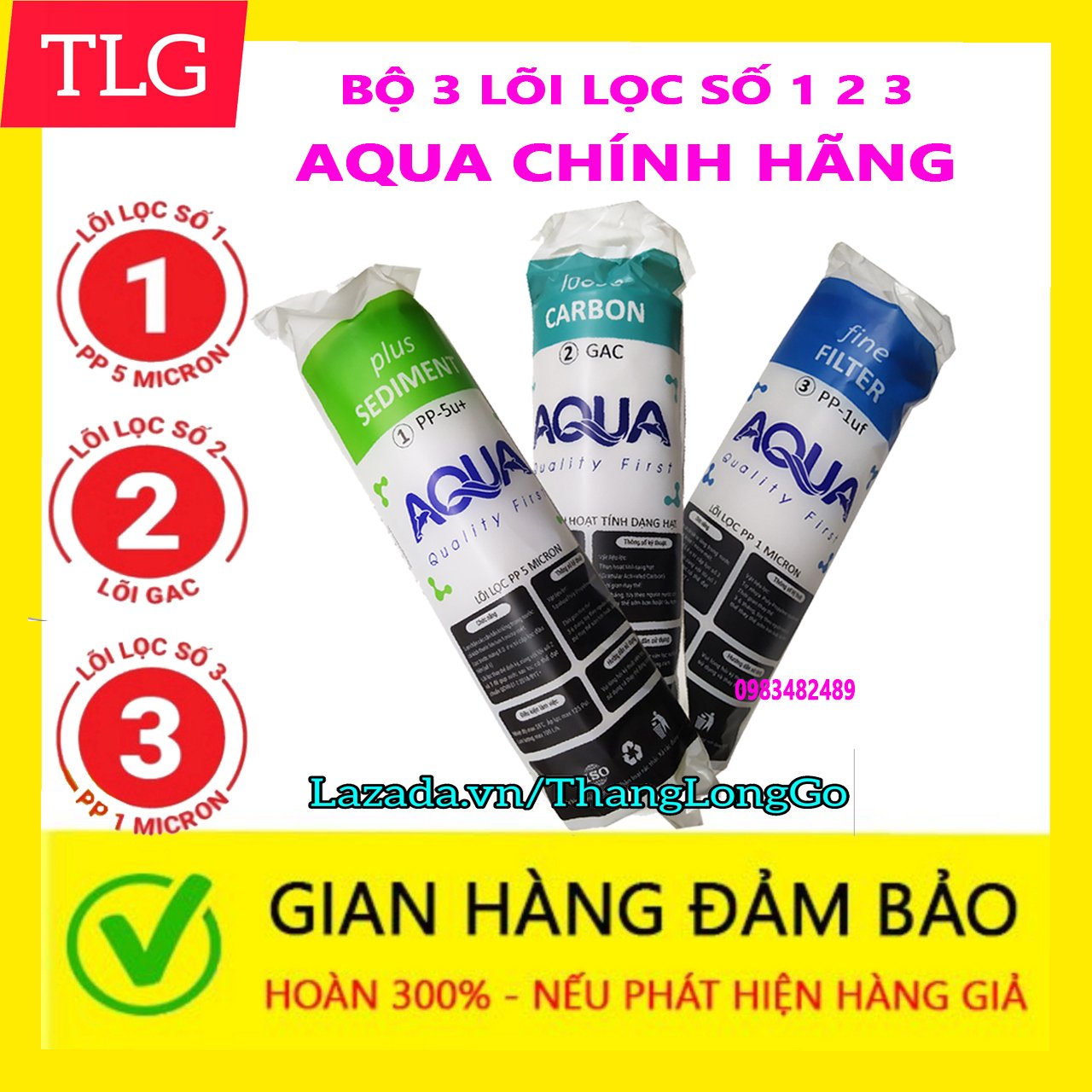 COMBO 5 LÕI LỌC NƯỚC AQUA | DÙNG CHO 9 THÁNG