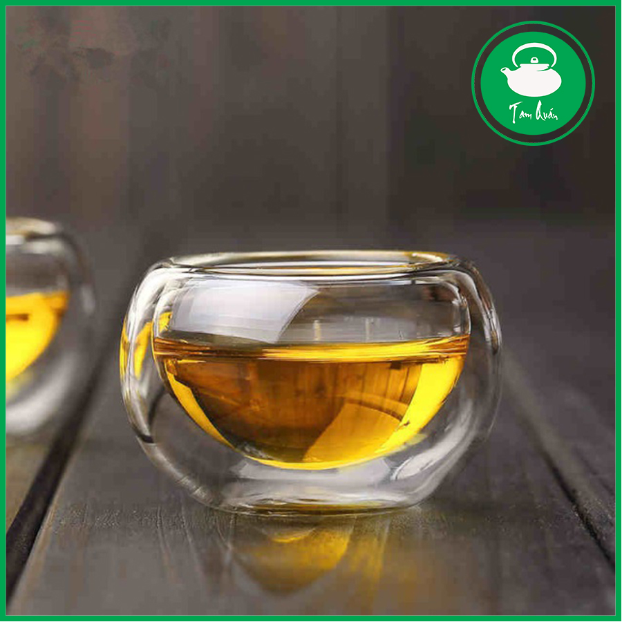 Chén trà thủy tinh chịu nhiệt 2 lớp 50ml