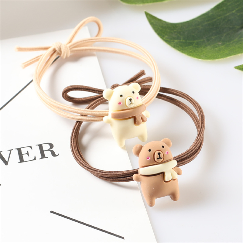 Dây buộc tóc hình Gấu nâu (set 4 dây mix màu)