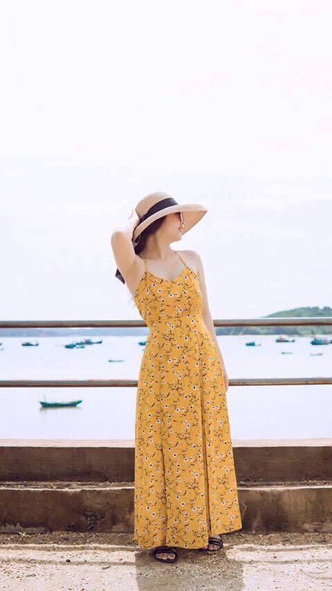 Váy maxi hoa nhí đi biển đẹp - Có sẵn - Giá chỉ 320k