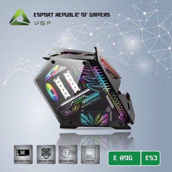 Bảng giá Thùng máy Case VSP ESPORT ROG ES3 Gaming (Tặng 5 Fan LED) (Đen) - Hàng chính hãng Phong Vũ