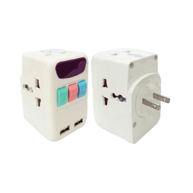 Ổ CẮM DU LỊCH ĐA NĂNG 2 CỔNG USB TA4 MPE (TA4)