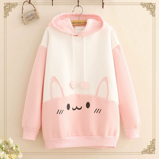 [HCM]ÁO KHOÁC HOODIE ÁO KHOÁC HOODIE NỮ  ÁO HOODIE ÁO CADIGAN ÁO HOODIE NỮ ÁO NỈ IN MÈO TRƯỚC MŨ CÓ TAI DỄ THƯƠNG BL