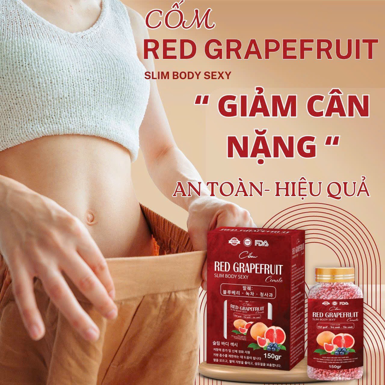 Trà bưởi slim body giảm cân hàn quốc chính hãng - bí quyết giảm cân an toàn hiệu quả hộp 150gr