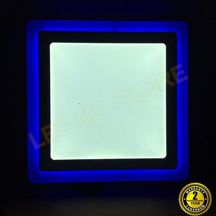 Đèn LED ốp nổi vuông viền xanh, 6w+3 đường kính Φ145 ánh sáng đổi màu, bảo hành 24 tháng