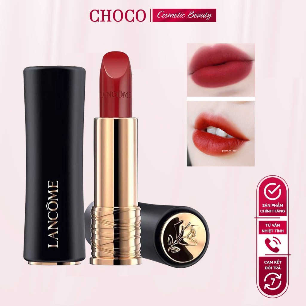 Son Lancome L’absolu Rouge Matte  2 Màu lì siêu hot 888 đỏ rượu, 196 cam cháy 1.6g