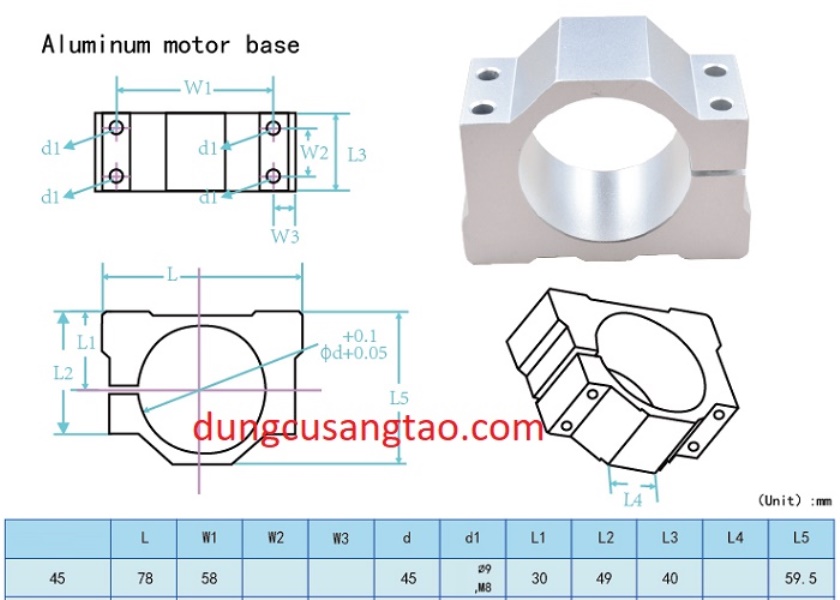 Bát giữ motor 775, bát 795 / Bát CNC 45mm / Gá spindle 45mm
