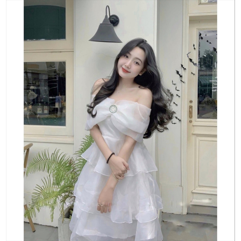 Set váy nữ áo trễ vai xanh váy trắng, set đùi nữ đi chơi, đi biển bánh bèo  | Shopee Việt Nam