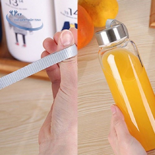 [HCM]Chai Thủy Tinh Detox Có Dây Xách 300Ml