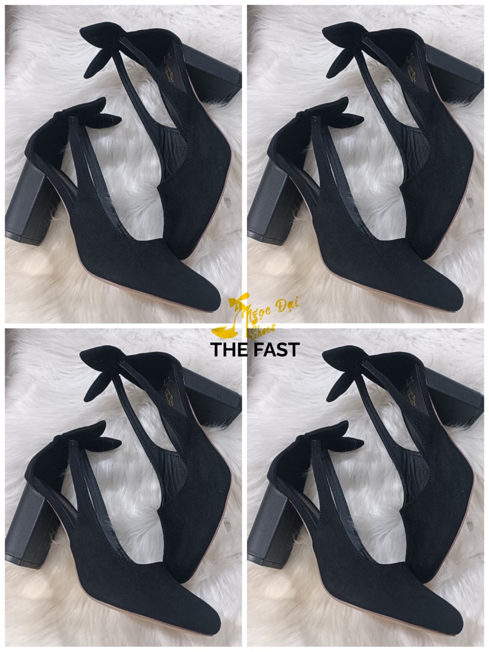 Giay bít mũi cao gót thô nơ thỏ thời trang NĐ184