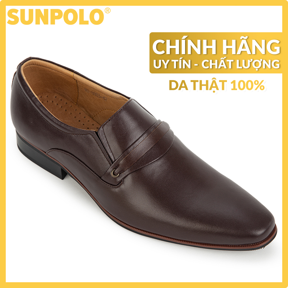 Handmade Mens Pull-up Leather Formal Shoes SUNPOLO SU8003 (Black, Brown, Red)