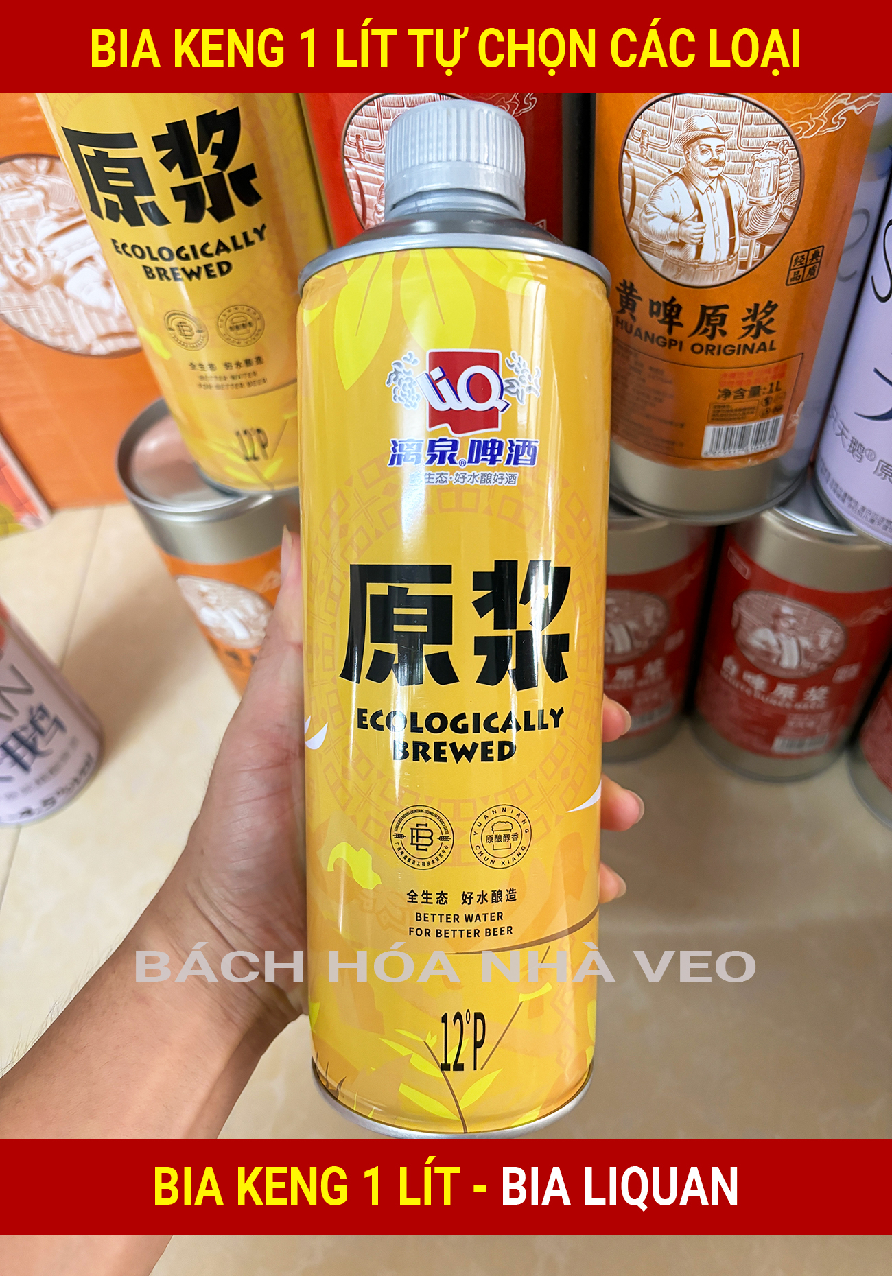 Bia trung quốc keng 1 lít thơm ngon, hàng cao cấp, bia liquan, bia lão gia, bia thiên nga, bia tiên đế