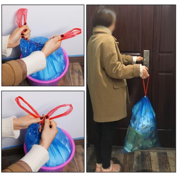 Bịch 5 Cuộn Túi Đựng Rác Có Dây Rút (1 Cuộn 15 Túi)