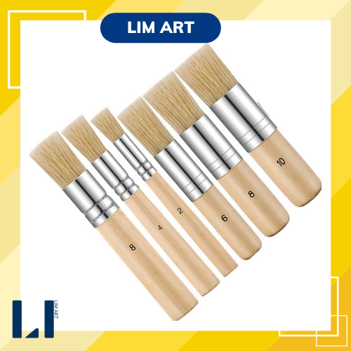 Bộ 3 cọ vẽ stencil lông lợn cán gỗ LIM Art
