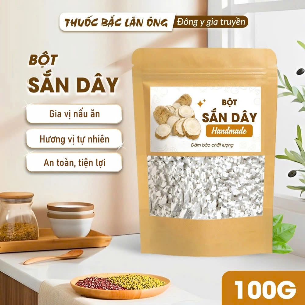Bột sắn dây nguyên chất 100g, sắn dây ta nhà làm, pha uống giúp thanh nhiệt, giải khát - Lãn Ông